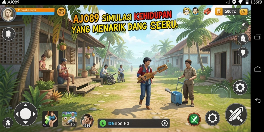 Gameplay AJO89 menampilkan interaksi kehidupan sehari-hari yang seru.
