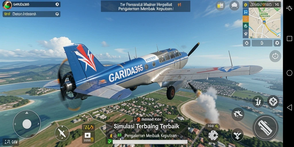 Screenshot GARUDA365 menampilkan gameplay simulasi penerbangan yang realistis.