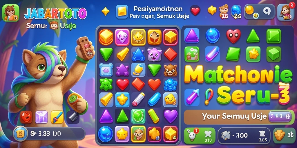 Tampilan gameplay JABARTOTO dengan tantangan seru Match-3.