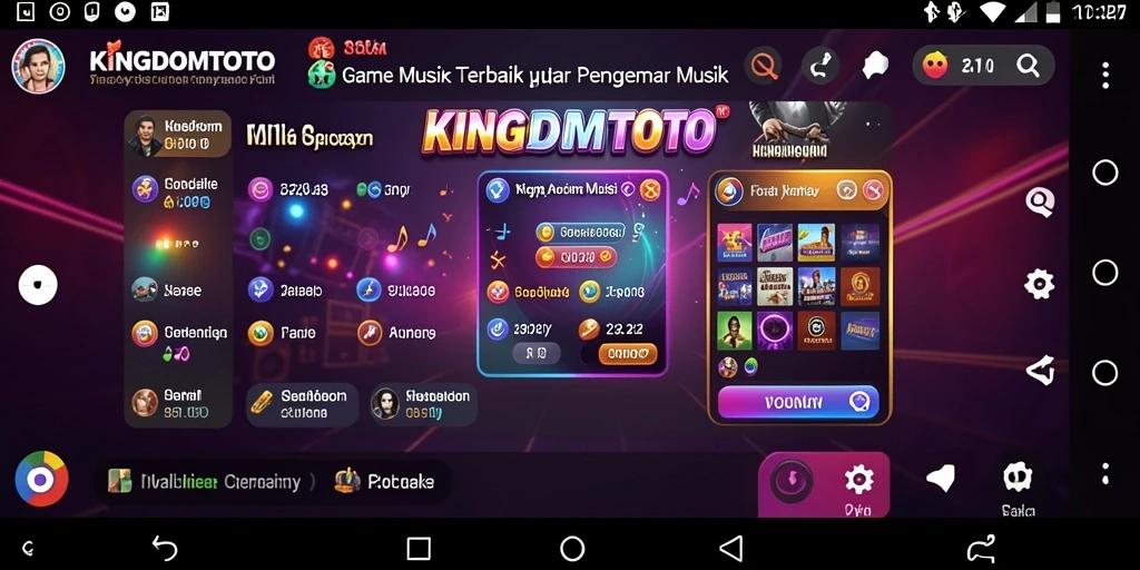 Screenshot gameplay KINGDOMTOTO menampilkan interaksi musik yang seru.