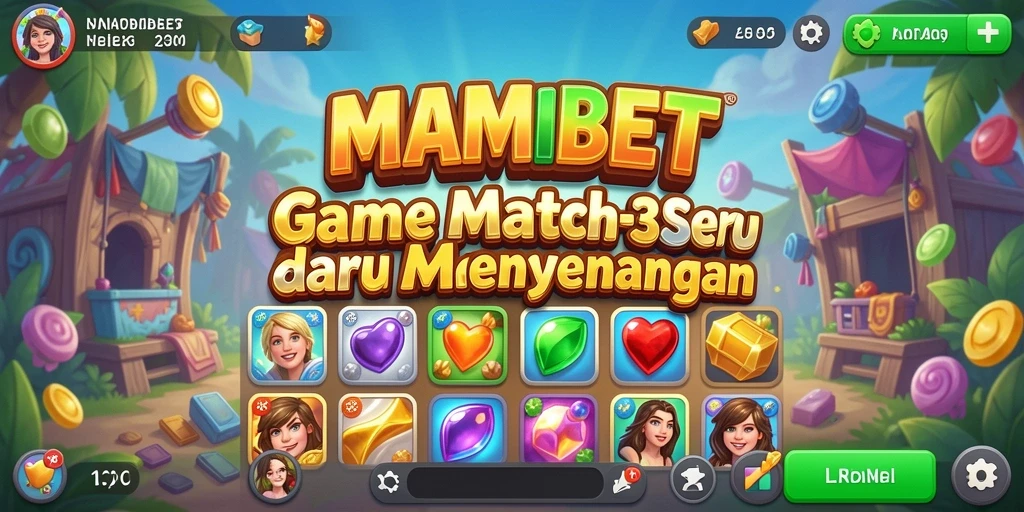 Tampilan menarik dari gameplay Match-3 MAMIBET yang penuh warna.