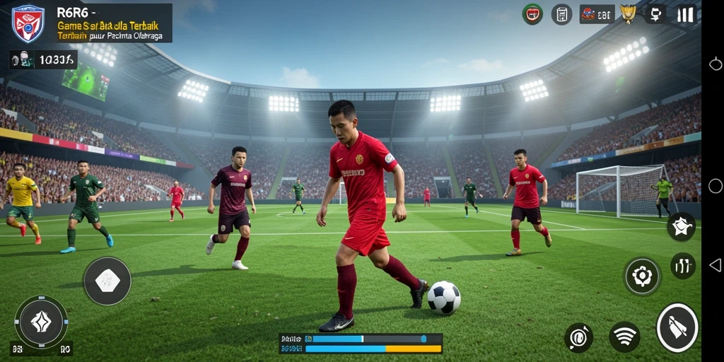 Screenshot R6R6 menampilkan pertandingan sepak bola yang mendebarkan.
