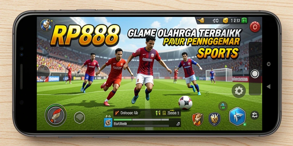 Screenshot utama RP888 menampilkan aksi menegangkan dalam permainan olahraga.